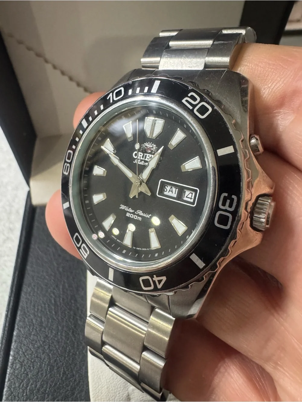 #201 Orient Men's Automatic Dive Watch - Black Dial, Stainless Steel